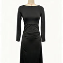 Solid Color Long Sleeve Swing Dress