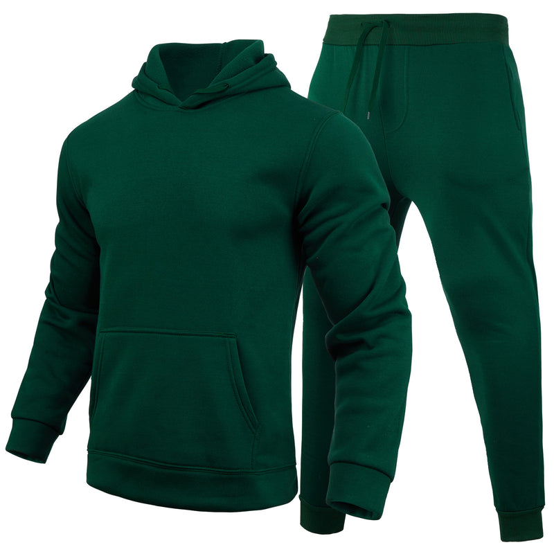 Slim-fit Solid Color Hoodie Set Urban Casual