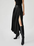 Women's High Waist Slimming Slit Pleated Skirt