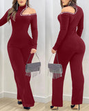 Women's Hollow-out Rhinestone Slim Jumpsuit