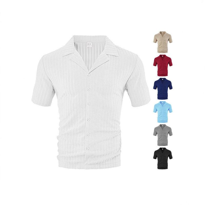 Loose Casual Breathable Lapel Men's Short Sleeve