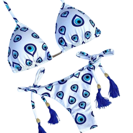 Biquíni Estampa Olho Grego Azul – Conforto