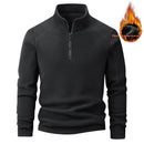 Men's Stand Collar Half-zip Long Sleeve Fleece Sweatshirt