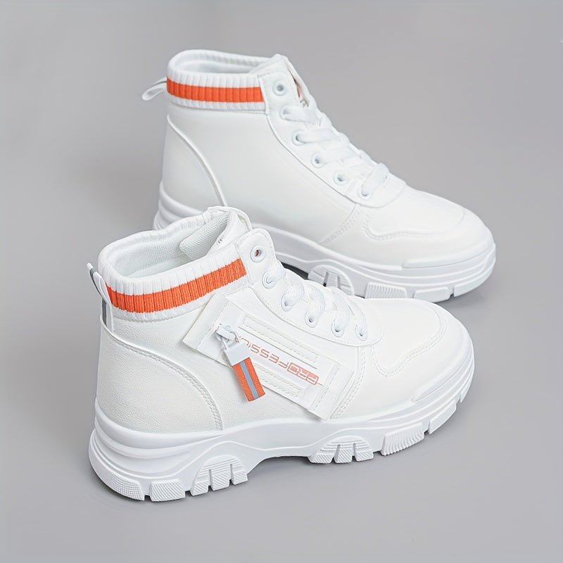 Women's Colorblock Casual Sneakers, High-top Round Toe Round Toe Thick Sole Non-slip Shoes, Versatile Comfy Shoes