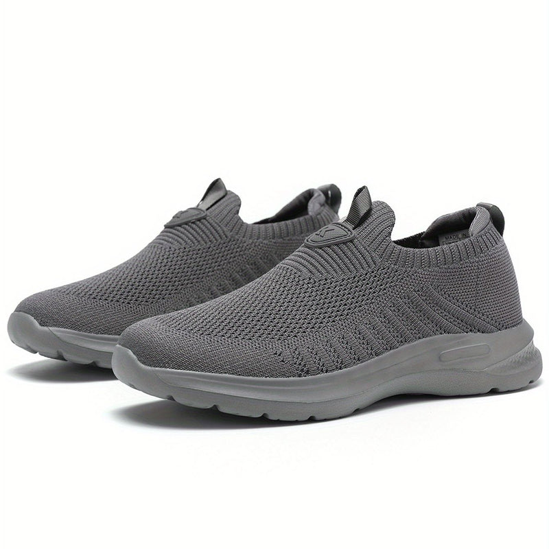 Men's Stylish Slip On Comfy Running Shoes: Breathable & Durable Non-Slip Shock Absorption Sneakers For Jogging, Walking & Hiking!