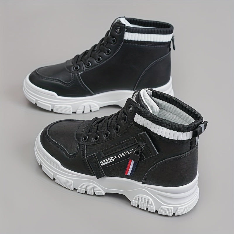 Women's Colorblock Casual Sneakers, High-top Round Toe Round Toe Thick Sole Non-slip Shoes, Versatile Comfy Shoes