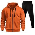Men's Sports Hoodie Zip-up Multi-pocket Casual Hoodie Set