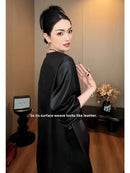 Spring And Autumn New Season Elegant Loose Slim Solid Color Dress