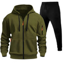 Men's Sports Hoodie Zip-up Multi-pocket Casual Hoodie Set