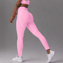 Women's Simple Nude Feel Beauty Back Exercise Contrast Color Bra Yoga Pants