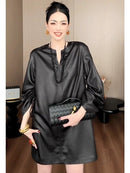 Spring And Autumn New Season Elegant Loose Slim Solid Color Dress