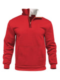 Casual Outdoor High Neck Half-Zip Pocket Long Sleeve Sweatshirt